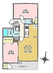 ダイアパレス元町南 2LDKの間取図画像