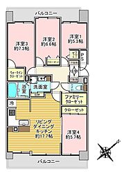 ヴェルビュ伏見 4LDKの間取図画像