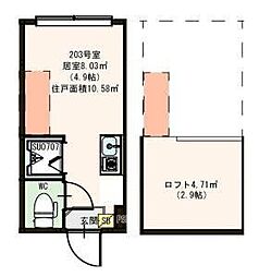 ハーモニーテラス町屋5 ワンルームの間取図画像