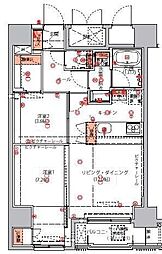 ハーモニーレジデンス東京イーストコア♯004 2LDKの間取図画像