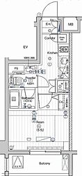 PREMIUMCUBE大井町#mo 1Kの間取図画像