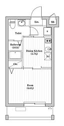 アーバンパーク六町 1DKの間取図画像