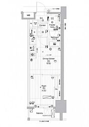 プレミアムキューブ亀戸 1DKの間取図画像