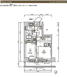 メインステージ浮間舟渡 1LDKの間取図画像