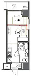 ジェノヴィア東神田グリーンヴェール 1DKの間取図画像