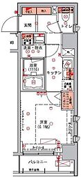 ハーモニーレジデンス日本橋イースト 1Kの間取図画像