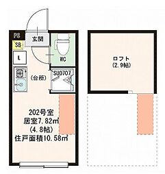 ハーモニーテラス久我山2 ワンルームの間取図画像