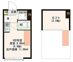 江東区大島3丁目アパート ワンルームの間取図画像