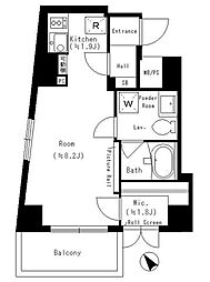 レジディア恵比寿 ワンルームの間取図画像