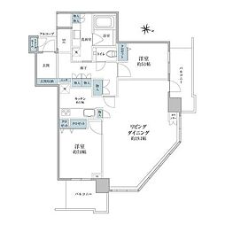 ライオンズタワー月島 2LDKの間取図画像