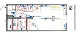 スカイコート戸越銀座 ワンルームの間取図画像