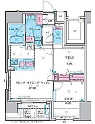 ジェノヴィア浅草2スカイガーデン 2LDKの間取図画像