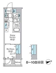 PrimeBliss東中野駅前 1DKの間取図画像