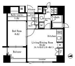パークアクシス神楽坂ステージ 1LDKの間取図画像