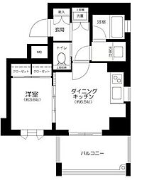 ダイナシティ台東三ノ輪 1DKの間取図画像