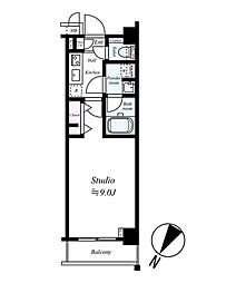 ガーラ・ヒルズ新宿 1Kの間取図画像