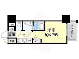 エスリード大阪上本町グリーズ 1Kの間取図画像
