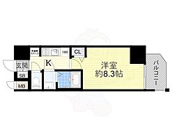 プレサンス谷町九丁目駅前 4階1Kの間取り