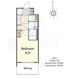 S-RESIDENCE高井田beleta 9階1Kの間取り