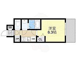 レジュールアッシュOSAKA新深江 13階1Kの間取り