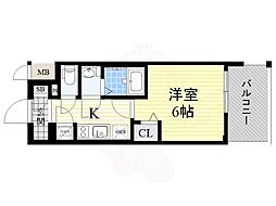 レジュール-HOSAKA新深江 1Kの間取図画像