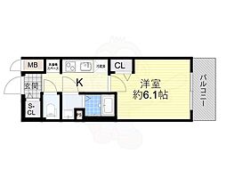 プレサンスザ天王寺逢阪トゥルー 1Kの間取図画像