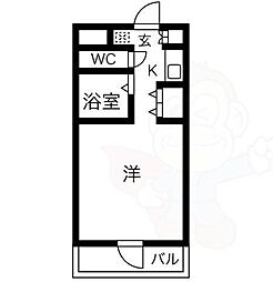 近鉄奈良線 河内永和駅 徒歩9分の賃貸マンション 3階1Kの間取り