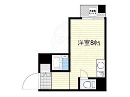 Osaka Metro谷町線 天満橋駅 徒歩6分の賃貸マンション 5階ワンルームの間取り