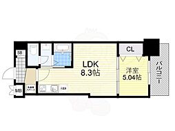 Osaka Metro今里筋線 緑橋駅 徒歩13分の賃貸マンション 2階1LDKの間取り