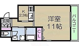 JR大阪環状線 森ノ宮駅 徒歩6分の賃貸マンション 5階1Kの間取り