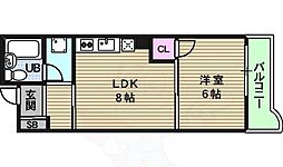 Osaka Metro谷町線 谷町六丁目駅 徒歩4分の賃貸マンション 4階1LDKの間取り