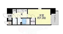 エスリード大阪城PREMIER 6階1Kの間取り