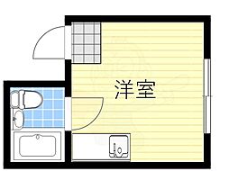 Osaka Metro谷町線 谷町四丁目駅 徒歩7分の賃貸マンション 4階ワンルームの間取り