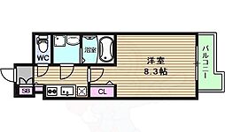 JR大阪環状線 桃谷駅 徒歩3分の賃貸マンション 7階1Kの間取り