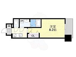 リヴェント玉造 1Kの間取図画像