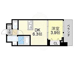 ヴィーナス今里 1DKの間取図画像