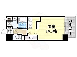 ブランクレール谷町 ワンルームの間取図画像