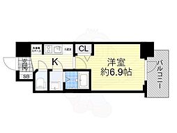 プレサンス天王寺ノースヴィアーレ 1Kの間取図画像