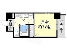 エスリード深江橋 1Kの間取図画像