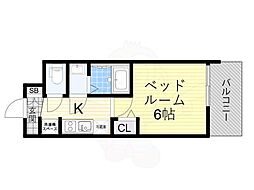 アドバンス大阪リーヴァ 1Kの間取図画像