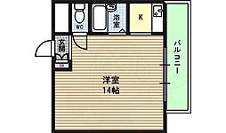 パディーブレイド2 ワンルームの間取図画像