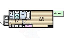 プレミアムコート谷町4丁目 1Kの間取図画像