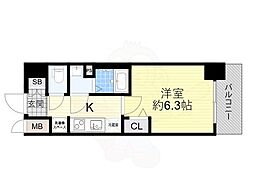 プレサンスザ天王寺逢阪トゥルー 1Kの間取図画像