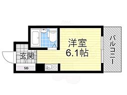 パークサイド上本町駅前 ワンルームの間取図画像