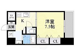 パークヒルズ上本町壱番館 1Kの間取図画像