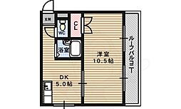 エクセルマンション桃谷 1DKの間取図画像