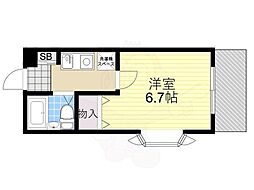 セレッソコート大阪城前 1Kの間取図画像