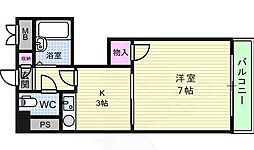 スマイルハイツ桃谷 1Kの間取図画像