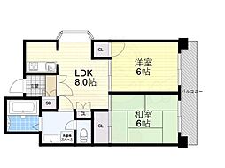 サニーハイツ三番館 2LDKの間取図画像