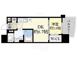 セレニテ谷九プリエ 1DKの間取図画像